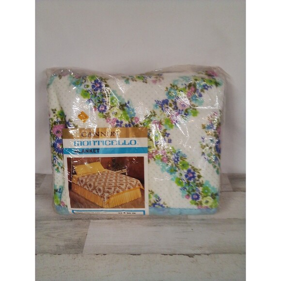 Cannon Vintage New In Original Package 72x90 Floral Blanket - Picture 5 of 12